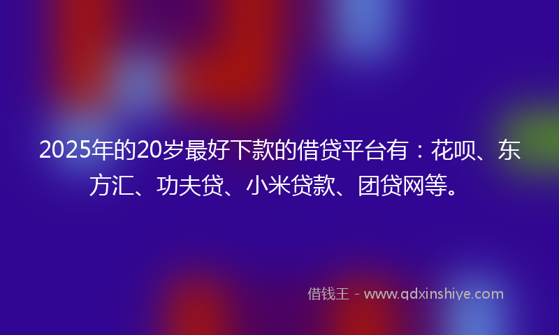 2025年的20岁最好下款的借贷平台有：花呗、东方汇、功夫贷、小米贷款、团贷网等。