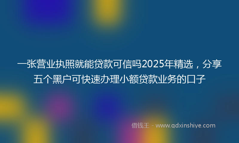 一张营业执照就能贷款可信吗2025年精选，分享五个黑户可快速办理小额贷款业务的口子