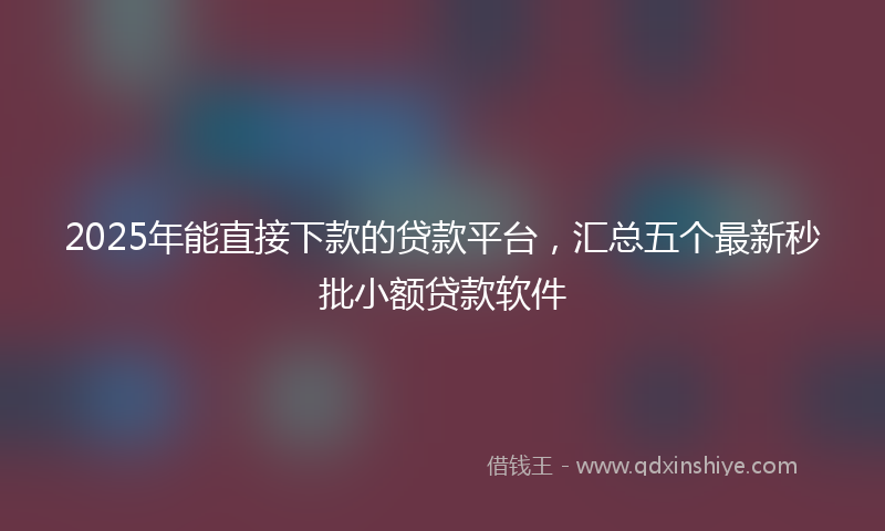 2025年能直接下款的贷款平台，汇总五个最新秒批小额贷款软件