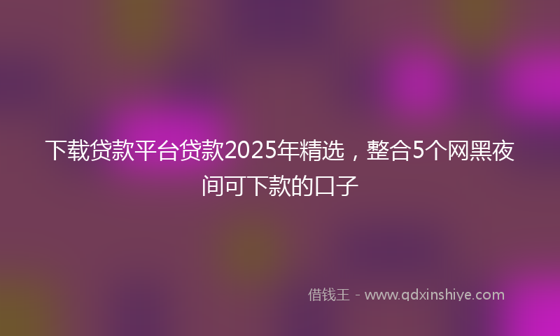 下载贷款平台贷款2025年精选，整合5个网黑夜间可下款的口子
