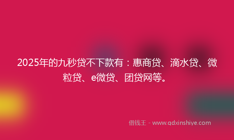 2025年的九秒贷不下款有：惠商贷、滴水贷、微粒贷、e微贷、团贷网等。