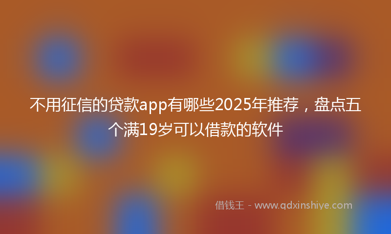 不用征信的贷款app有哪些2025年推荐，盘点五个满19岁可以借款的软件