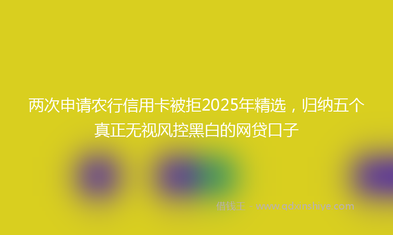 两次申请农行信用卡被拒2025年精选，归纳五个真正无视风控黑白的网贷口子