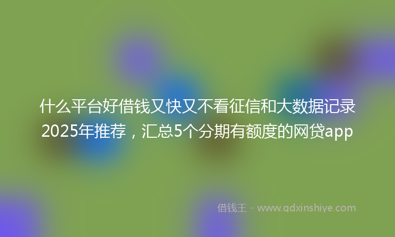 什么平台好借钱又快又不看征信和大数据记录2025年推荐，汇总5个分期有额度的网贷app