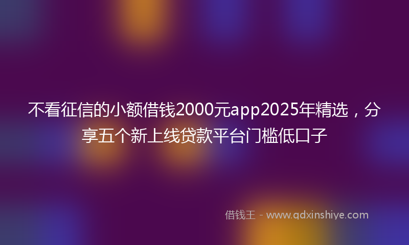 不看征信的小额借钱2000元app2025年精选，分享五个新上线贷款平台门槛低口子