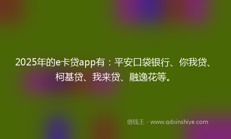 2025年的e卡贷app有：平安口袋银行、你我贷、柯基贷、我来贷、融逸花等。