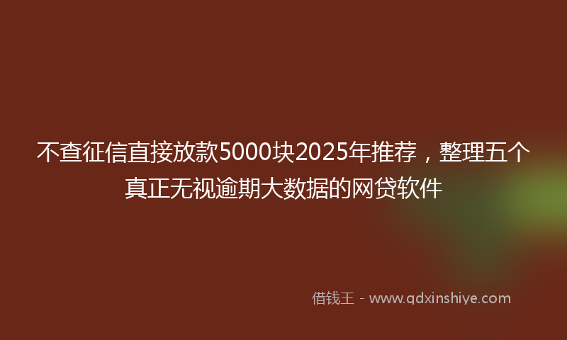 不查征信直接放款5000块2025年推荐，整理五个真正无视逾期大数据的网贷软件