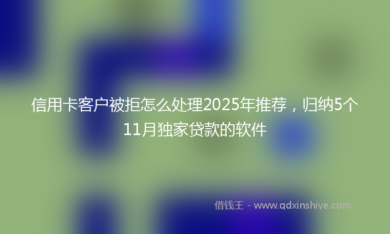 信用卡客户被拒怎么处理2025年推荐,归纳5个11月独家贷款的软件