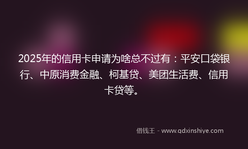 2025年的信用卡申请为啥总不过有:平安口袋银行、中原消费金融、柯基贷、美团生活费、信用卡贷等。