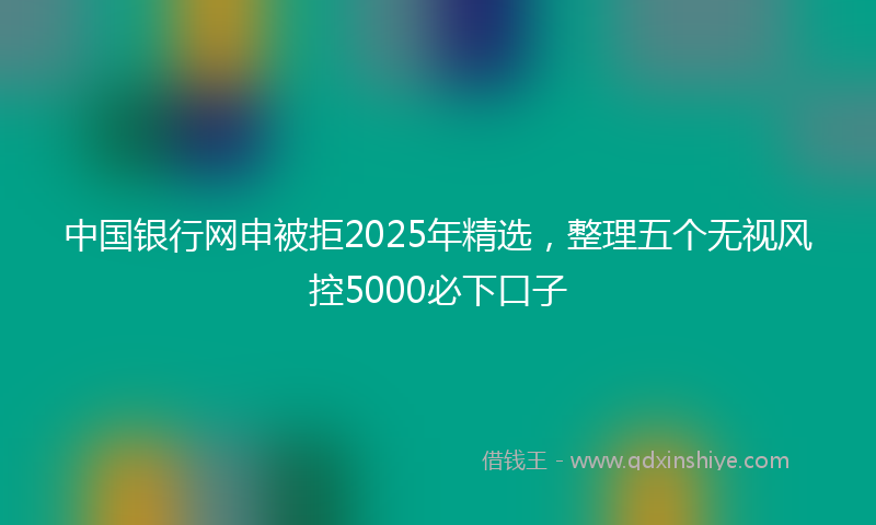 中国银行网申被拒2025年精选，整理五个无视风控5000必下口子
