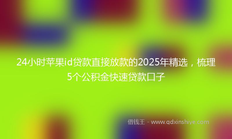 24小时苹果id贷款直接放款的2025年精选，梳理5个公积金快速贷款口子