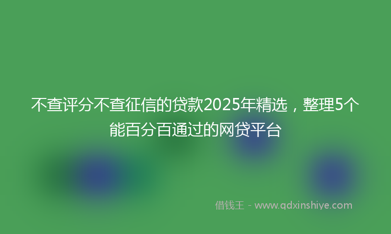 不查评分不查征信的贷款2025年精选，整理5个能百分百通过的网贷平台