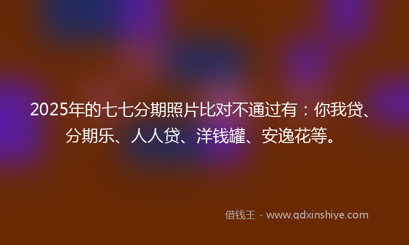2025年的七七分期照片比对不通过有：你我贷、分期乐、人人贷、洋钱罐、安逸花等。