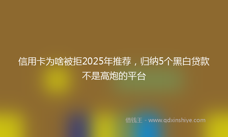 信用卡为啥被拒2025年推荐，归纳5个黑白贷款不是高炮的平台