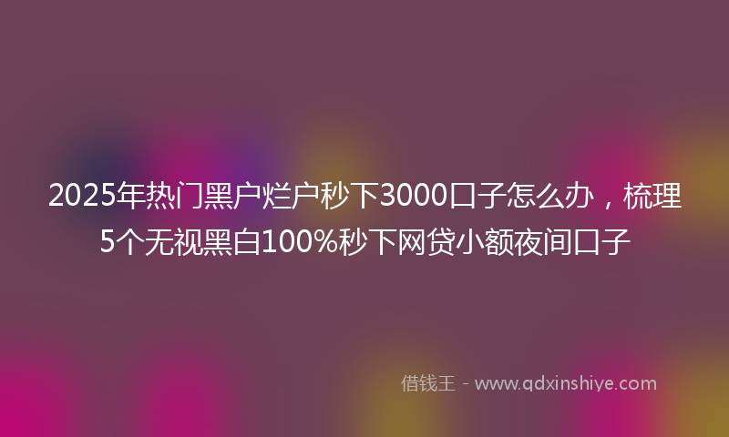 2025年热门黑户烂户秒下3000口子怎么办，梳理5个无视黑白100%秒下网贷小额夜间口子