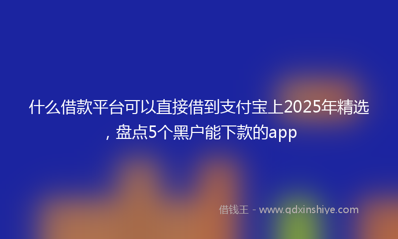 什么借款平台可以直接借到支付宝上2025年精选，盘点5个黑户能下款的app