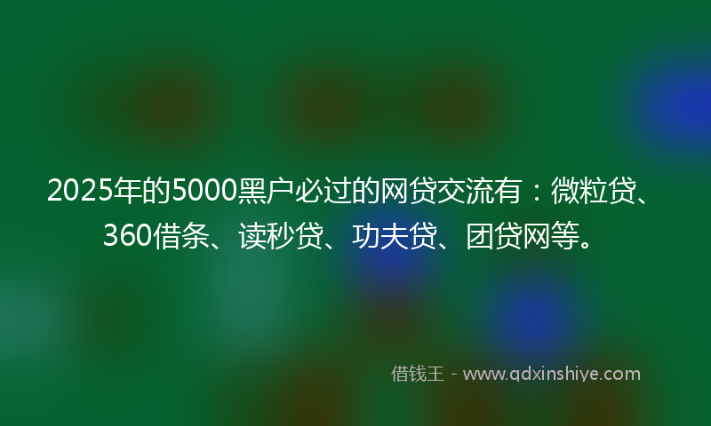 2025年的5000黑户必过的网贷交流有：微粒贷、360借条、读秒贷、功夫贷、团贷网等。
