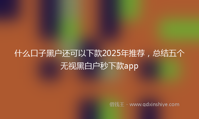 什么口子黑户还可以下款2025年推荐，总结五个无视黑白户秒下款app