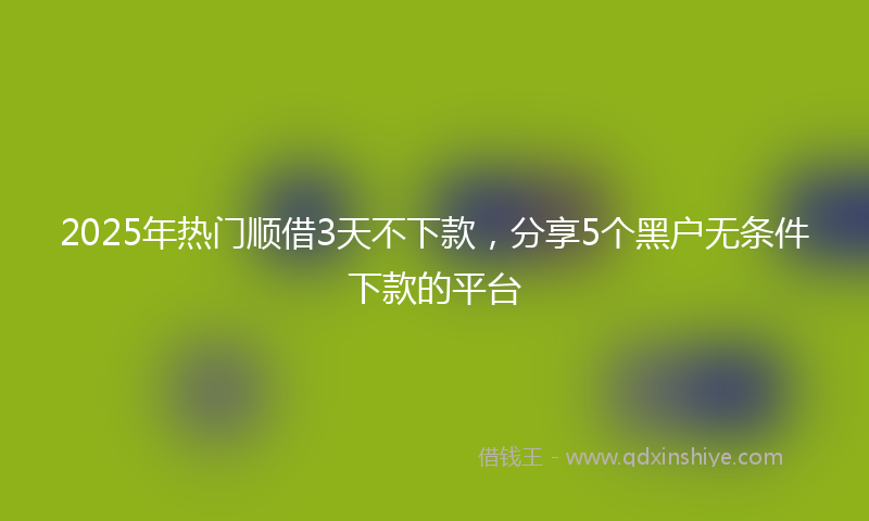 2025年热门顺借3天不下款，分享5个黑户无条件下款的平台