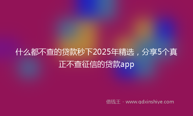 什么都不查的贷款秒下2025年精选，分享5个真正不查征信的贷款app