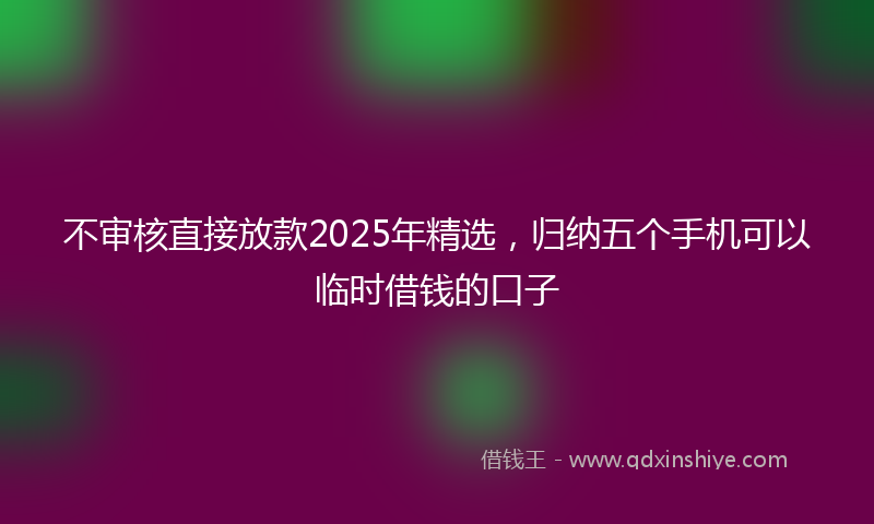 不审核直接放款2025年精选，归纳五个手机可以临时借钱的口子