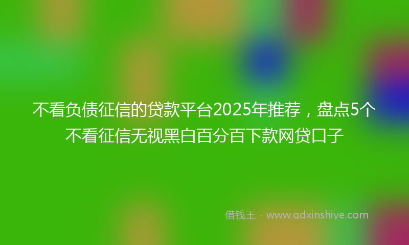不看负债征信的贷款平台2025年推荐，盘点5个不看征信无视黑白百分百下款网贷口子