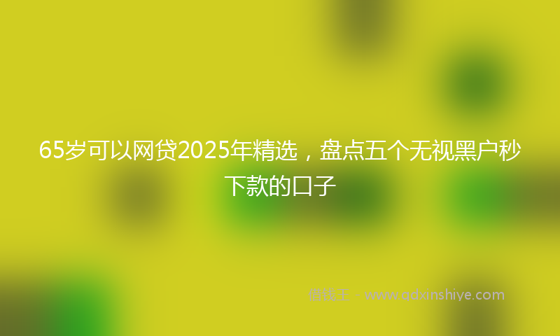 65岁可以网贷2025年精选，盘点五个无视黑户秒下款的口子
