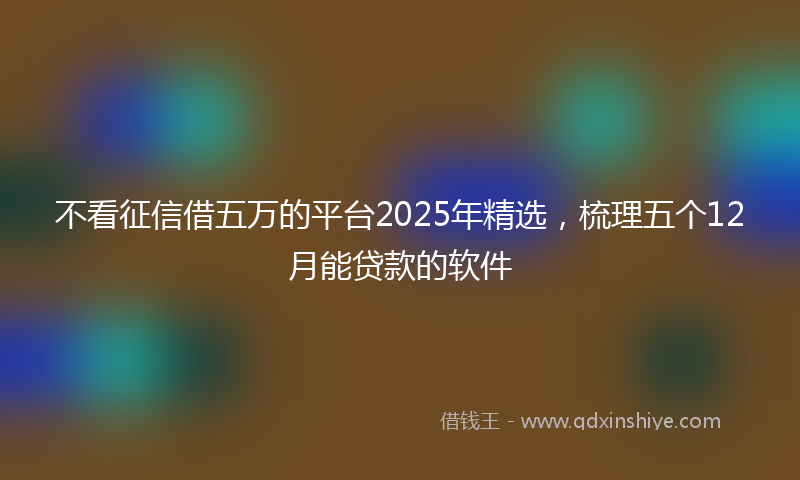 不看征信借五万的平台2025年精选，梳理五个12月能贷款的软件