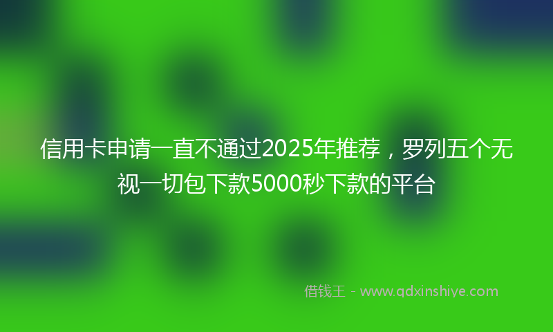 信用卡申请一直不通过2025年推荐，罗列五个无视一切包下款5000秒下款的平台