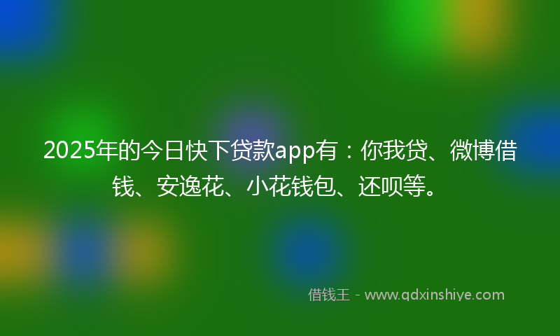 2025年的今日快下贷款app有：你我贷、微博借钱、安逸花、小花钱包、还呗等。