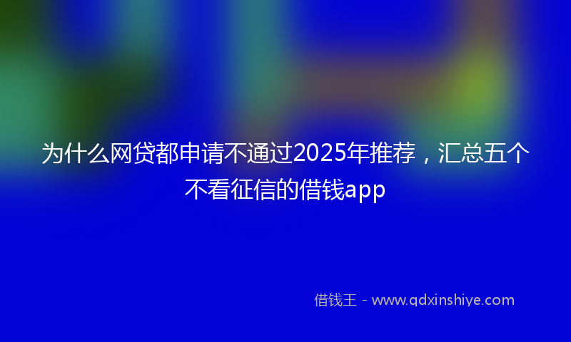为什么网贷都申请不通过2025年推荐，汇总五个不看征信的借钱app