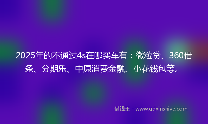 2025年的不通过4s在哪买车有：微粒贷、360借条、分期乐、中原消费金融、小花钱包等。