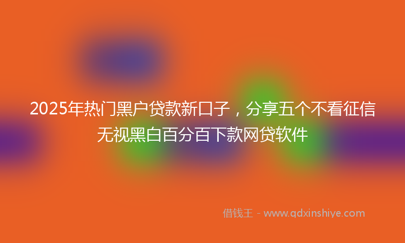 2025年热门黑户贷款新口子，分享五个不看征信无视黑白百分百下款网贷软件