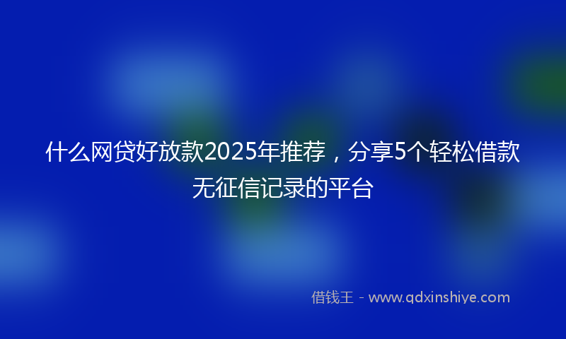 什么网贷好放款2025年推荐，分享5个轻松借款无征信记录的平台
