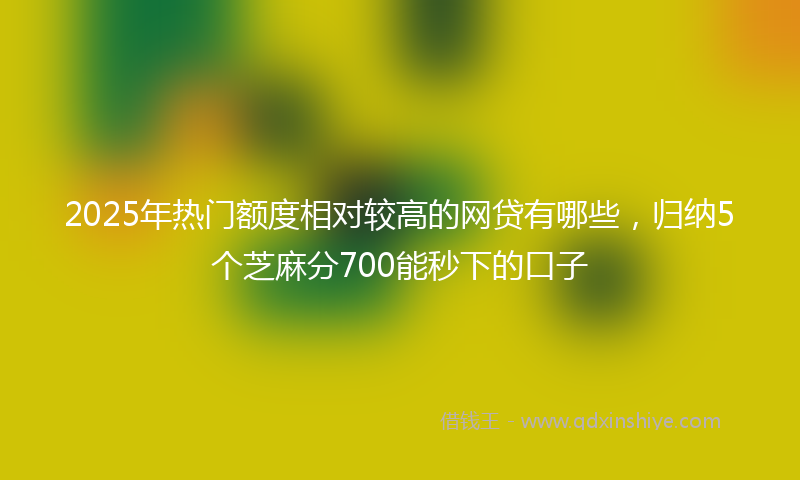 2025年热门额度相对较高的网贷有哪些，归纳5个芝麻分700能秒下的口子