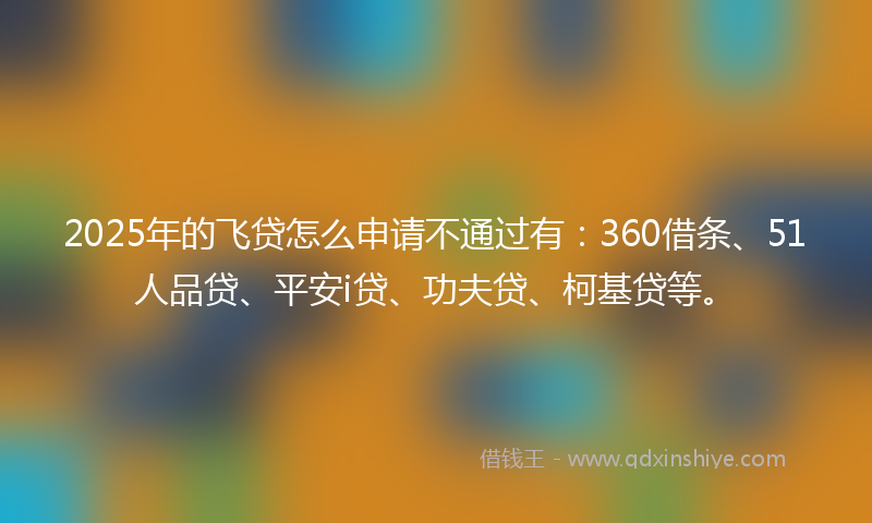 2025年的飞贷怎么申请不通过有：360借条、51人品贷、平安i贷、功夫贷、柯基贷等。