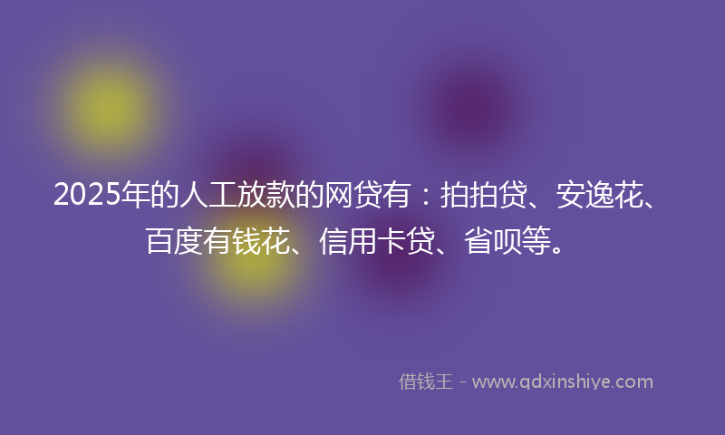 2025年的人工放款的网贷有：拍拍贷、安逸花、百度有钱花、信用卡贷、省呗等。