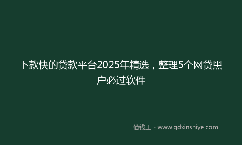 下款快的贷款平台2025年精选，整理5个网贷黑户必过软件