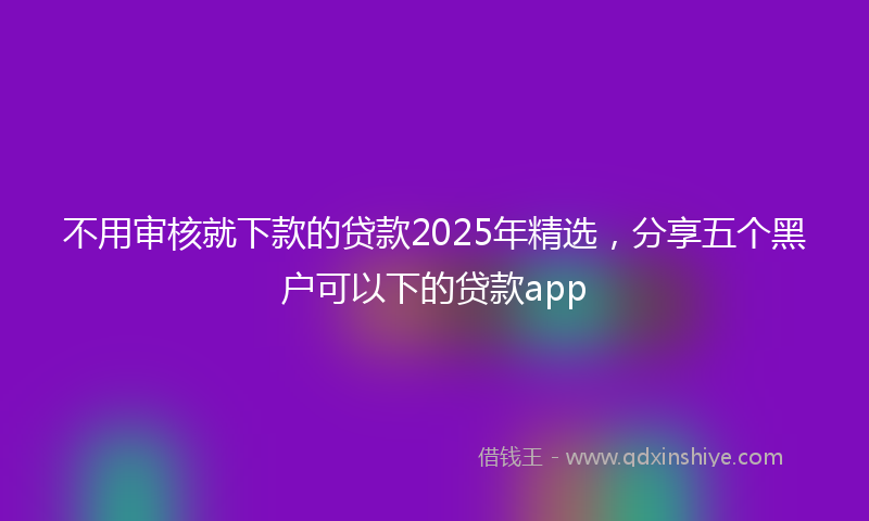 不用审核就下款的贷款2025年精选，分享五个黑户可以下的贷款app