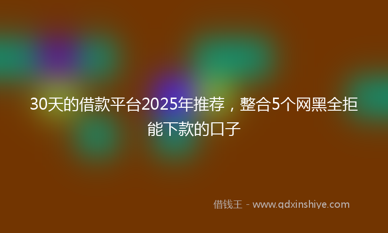 30天的借款平台2025年推荐，整合5个网黑全拒能下款的口子