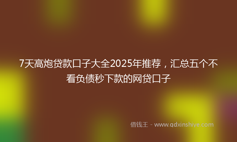 7天高炮贷款口子大全2025年推荐，汇总五个不看负债秒下款的网贷口子