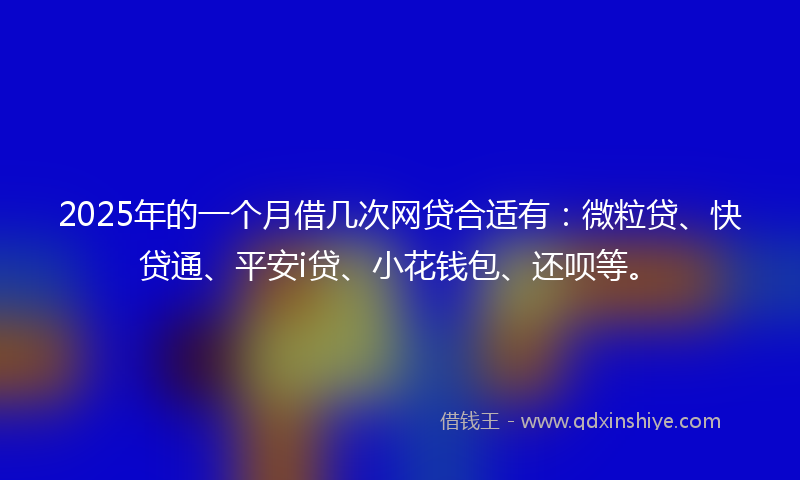 2025年的一个月借几次网贷合适有：微粒贷、快贷通、平安i贷、小花钱包、还呗等。