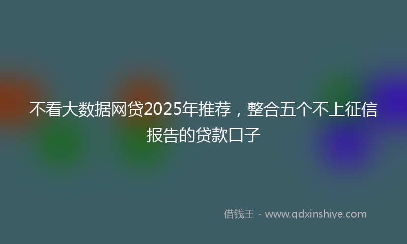 不看大数据网贷2025年推荐，整合五个不上征信报告的贷款口子