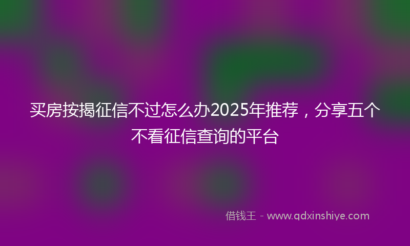 买房按揭征信不过怎么办2025年推荐，分享五个不看征信查询的平台