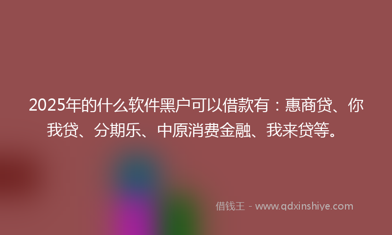 2025年的什么软件黑户可以借款有：惠商贷、你我贷、分期乐、中原消费金融、我来贷等。