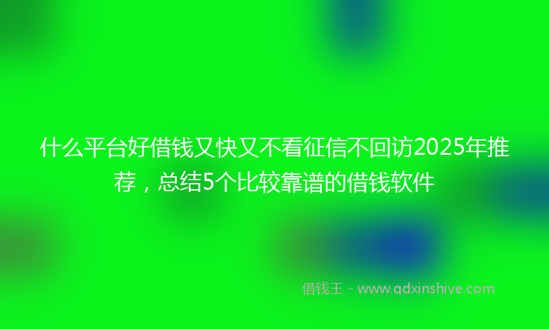 什么平台好借钱又快又不看征信不回访2025年推荐，总结5个比较靠谱的借钱软件