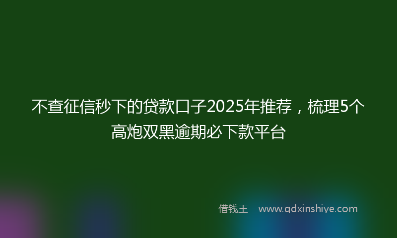 不查征信秒下的贷款口子2025年推荐，梳理5个高炮双黑逾期必下款平台