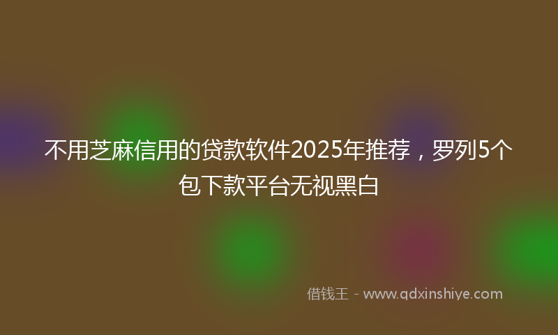 不用芝麻信用的贷款软件2025年推荐，罗列5个包下款平台无视黑白
