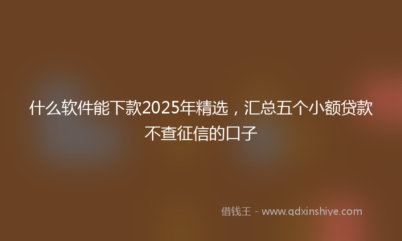 什么软件能下款2025年精选，汇总五个小额贷款不查征信的口子
