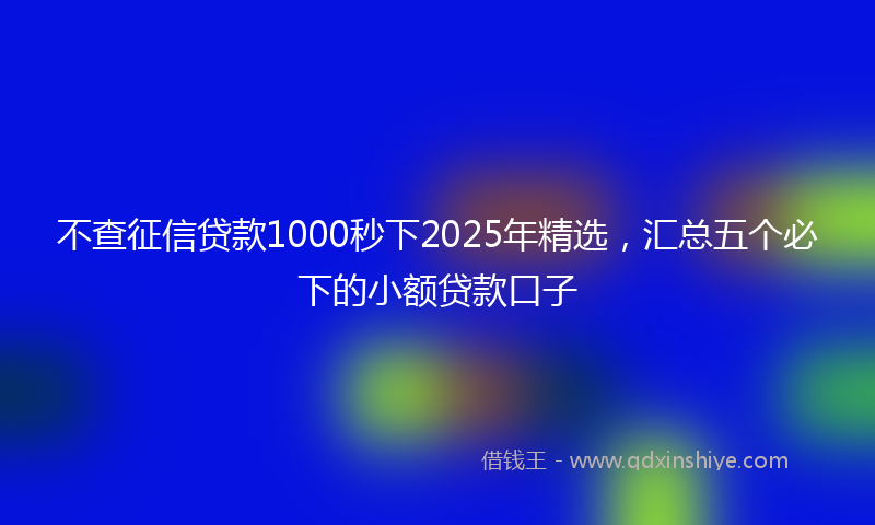 不查征信贷款1000秒下2025年精选，汇总五个必下的小额贷款口子